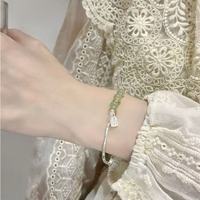 Bracelet en argent 925 avec perles de jade ajustable minimaliste bijou de chance