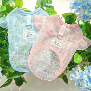 Pet Mesh Vest Lace Flutter Sleeve Top <b>For</b> Dogs <b>Cats</b> Ultra Lightweight Breathable Summer <b>Clothes</b> Pink Blue - Product Image 3