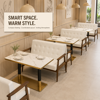 Ensemble de salle à manger classique avec table en pierre frittée pour café, ensemble de banquette pour hôtel et salle à manger