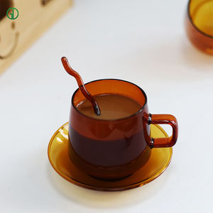 Vaso de vidrio de borosilicato de color personalizado de 350ml, resistente al calor, apto para lavavajillas y microondas, diseño moderno, regalos de negocios - Product Image 3