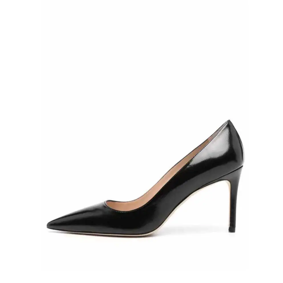 Echte Leder-Hochschuhe für Damen 2024 Herbst schwarz spitz zehen Stiletto-Design sinnesvolle große Größe professionelle Schuhe