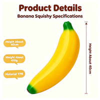 Grande banane sensorielle souple à presser en TPR, modèle de fruit simulé géant, personnalisable, vente en gros, jouet anti-stress mignon, collection de cadeaux de détail