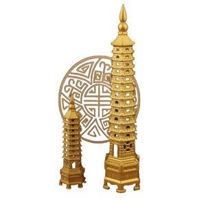 Wenchang Pagoda Brass <b>Ornament</b> 2Pcs Feng Shui Desk Decor For Office Study Room - Product Image 5