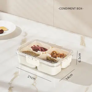 DS2931 Plastic Bin Crisper Dry Fruit Box With Removable Boxes Food Serving Snack Tray With Lids Divided Snackle Box With Handle