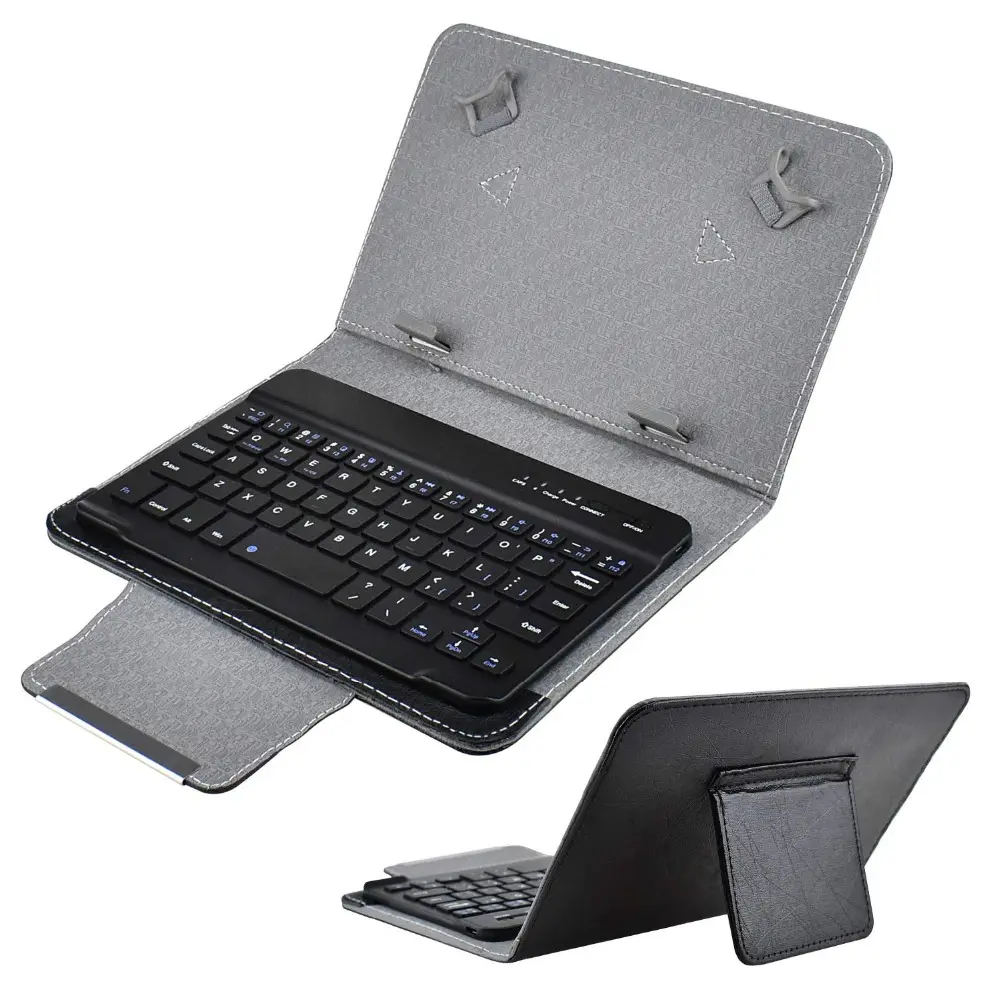 Case For Pad 7 8 9 10 Inch Tablet PU Leather Stand Cover With Russian Spanish English Korean Arabic Wireless BT Keyboard