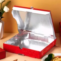 Boîtes à pizza personnalisées avec doublure intérieure en aluminium imprimé, résistantes à la graisse, solution d'emballage alimentaire de qualité supérieure