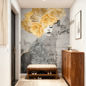 Modern Figure Art Mural Head Therapy Salon Beauty <strong>Entryway</strong> Decoration 3D Flower <strong>Wallpaper</strong> Easy Installation Household Use - Product Image 4