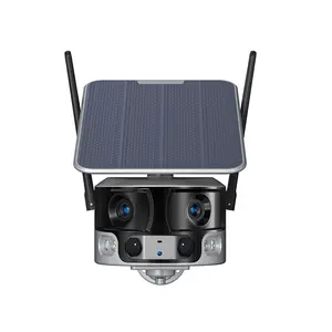 Caméra solaire 8MP 4K à double objectif Carte SIM 4G IP66 Étanche Extérieure WIFI Solaire PTZ 4G Système de caméra de vidéosurveillance à panneau solaire