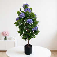 Künstliche Hortensie Grünpflanze im Topf Blumenbaum Dekoratives Stück für Wohnzimmer