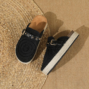 Scarpe basse da donna 2024 la primavera e l'autunno nuovo stile slip-on esterno indossare <span class=keywords><strong>sandali</strong></span> con suola spessa <span class=keywords><strong>in</strong></span> <span class=keywords><strong>corda</strong></span> di canapa - Product Image 5