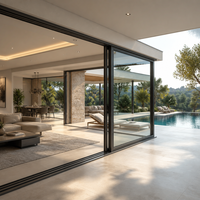 Porte coulissante panoramique de luxe en aluminium à rupture de pont thermique avec moustiquaire intelligente, haute efficacité énergétique pour projet de villa