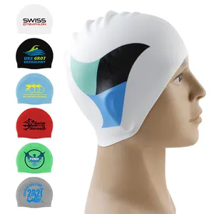 Grands bonnets de natation professionnels en Silicone, flexibles et adaptés, sans couture, Logo personnalisé, étanche