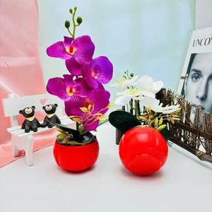 Orchidées Phalaenopsis artificielles, rouge kaki, bonsaï 30 cm, décoration pour la maison et les mariages, plantes en pot en soie et plastique - Product Image 4