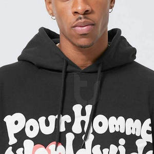 Sudadera con capucha térmica con logotipo personalizado para hombre Chaqueta de invierno con patrón de diseñador sólido para estampado de hojaldre 100% algodón teñido liso - Product Image 3