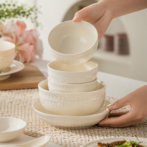 Service de table en céramique Deshilang 18 pièces, blanc ivoire, rond, pour usage quotidien, pour la maison et les cadeaux - Product Image 3
