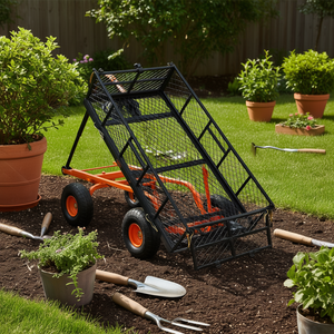 Carrello da Giardino Convertibile 2 in 1 D0100H530LX in Metallo, Capacità 180 Kg, Carriola Manuale a 4 Ruote con Telaio in Acciaio - Product Image 2