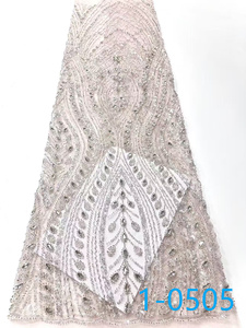 Tissu en <span class=keywords><strong>dentelle</strong></span> française brodé de sequins et de pierres africaines, 5 yards, pour <span class=keywords><strong>mariage</strong></span>, vente en gros - Product Image 5