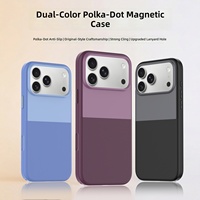 Coque de téléphone magnétique en PC texturé effet peau, motif animal à pois bicolore, antichute pour 18 Pro Max et 17 Pro Max