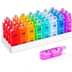 Organizador de Pastillas Mensual Daviky, Caja de Medicamentos Libre de BPA para Vitaminas y Suplementos, 30 Días, AM/PM, Dos Vez Diario - Product Image 1