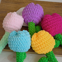 Aksesoris Dekoratif Toko Bunga Tulip dari Benang Kain Poliester Gaya Korea Segar dan Chic, Bunga Buatan DIY Buatan Tangan