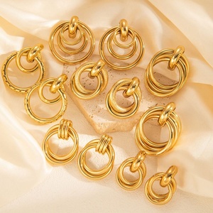 Boucles d'oreilles tendance en acier inoxydable plaqué or 14 carats, lisses, creuses, géométriques, cercle tridimensionnel, pour femmes, 100 % sur mesure - Product Image 1