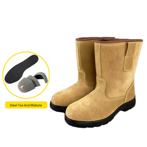 Nuova Tendenza Stivali di Sicurezza da Uomo 10 Pollici per Deserto e Miniera in Pelle Scamosciata di Vacchetta con Punta in Acciaio e Suola in Acciaio - Product Image 1