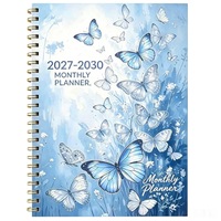 Agenda mensuel personnalisable à quatre ans, motif chien brun ludique, couverture en papier spirale – Cadeau