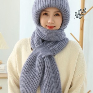 Automne hiver intégré laine chapeau écharpe en peluche écureuil conception bonnets boutonné cou Protection coupe-vent tricoté chapeau en plein air - Product Image 6