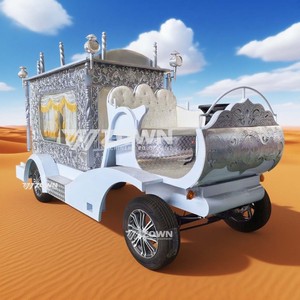 Voiture funéraire électrique de style royal, ornement floral argenté en relief, calèche vintage pour cortège funéraire - Product Image 3