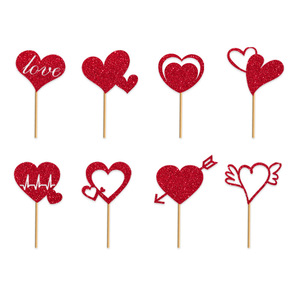 Papier 8 pièces/ensemble, cœur d'amour, <span class=keywords><strong>cupcake</strong></span> pour la Saint-Valentin, décoration de gâteau rouge en forme de cœur - Product Image 4