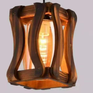 Moderna sala da pranzo interna minimalista lampada a sospensione calda bianca quadrata in legno e vetro decorazione rustica (1200) - Product Image 2