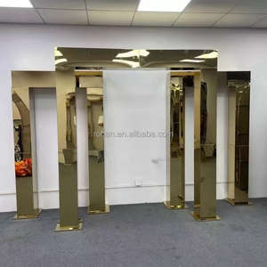 कस्टम पार्टी ने शादी के प्रोप्स आयरन स्क्रीन वेडिंग स्टेज गोल्ड मेटल आर्क की पृष्ठभूमि स्वागत क्षेत्र सजावट की - Product Image 5