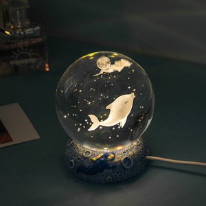 Lampe d'ambiance Star Ocean 3D avec coquille de méduse gravée, boule de cristal, veilleuse lumineuse, ornement de bureau, cadeau pour étudiant - Product Image 4