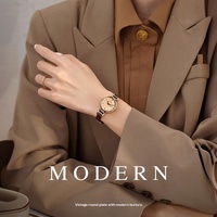 Jam Tangan Retro Wanita Pelajar Gaya Inggris Mewah Ringan Bernilai Tinggi Dial Kecil Quartz Tali Akrilik Casing Aloi Jarum Penunjuk