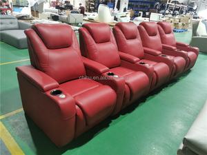 Asientos de cine en casa Sillón reclinable eléctrico de cuero <span class=keywords><strong>real</strong></span> Cómoda Silla de cine Sofá de habitación audiovisual automático Asientos de película de Villa - Product Image 4