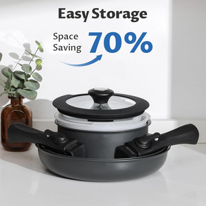 <b>Induction</b> Cookware Set 10 Pieces, Nonstick Pots and <b>Pans</b> Set With Detachable Handles - Product Image 5