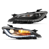Pour Chrysler 200 2015-2017 Phare halogène avec feux de jour à LED avec garniture noire 8 broches paire