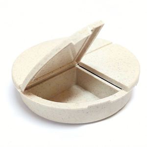 Boîte à pilules portable de voyage miniature en forme ronde, en fibre de paille de blé, avec logo personnalisé, cadeau promotionnel - Product Image 4
