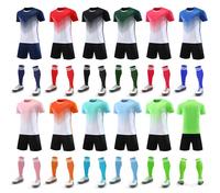 Herren Farbverlauf Vertikale Streifen Rundhals Fußballtrikot Fußballuniform-Set Atmungsaktive Erwachsenen-Fußballuniform Mehrere Farben