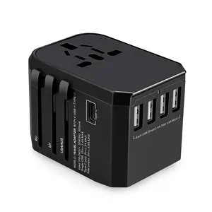 Factory Custom Fast Charger Multinational Universal 4 USBA 1 USBC Port Travel charger Power Adapter For Macbook Mobile Phone