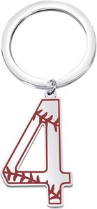 GREPAS GIFTS Porte-clés <span class=keywords><strong>baseball</strong></span> avec initiale, bijou numéro porte-bonheur <span class=keywords><strong>baseball</strong></span>, maillot de <span class=keywords><strong>baseball</strong></span>, pendentif inspirant 0-9 - Product Image 5