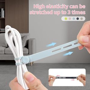 Sangles de cordon <span class=keywords><strong>réutilisables</strong></span> Organisateur de câble élastique polyvalent pour la fixation du chargeur de téléphone Bandes de caoutchouc Fournitures de bureau - Product Image 4