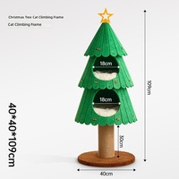 Arbre à chat de Noël multi-niveaux avec poteaux à gratter, condo et perchoir en bois, emballé en carton
