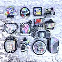 Accessoires de perles acryliques imprimées double face à trou traversant BTS, très demandés, pour sangles de téléphone et sacs à thème