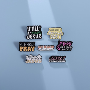 Broche de aleación de zinc con diseño geométrico de Jesús/Christianity, temática creativa con significado conmemorativo en inglés, para cuello o hebilla de pañuelo de seda. - Product Image 2