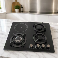 Table de cuisson à gaz encastrable 4 brûleurs facile à nettoyer, 60 cm, en verre trempé, GPL/GN, pour cuisine, vente en gros