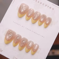 Uñas Postizas de Ojo de Gato Reutilizables de Diseño de Lujo Hechas a Mano, Uñas Artificiales con Pegamento para Mujer, Reutilizables