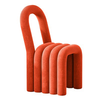 Chaise de salle à manger en métal avec revêtement en laine d'agneau, design nordique créatif Alien, avec sac souple pour l'ameublement de la maison