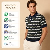 Pull en maille à col polo pour homme avec logo personnalisé, style preppy sport old money, 100% coton biologique OCS