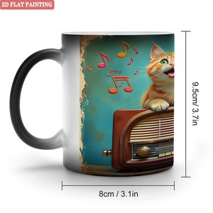Taza Mágica de Cerámica Negra Esmerilada Minimalista Moderna de 11 oz, Sensible al Calor - Product Image 1